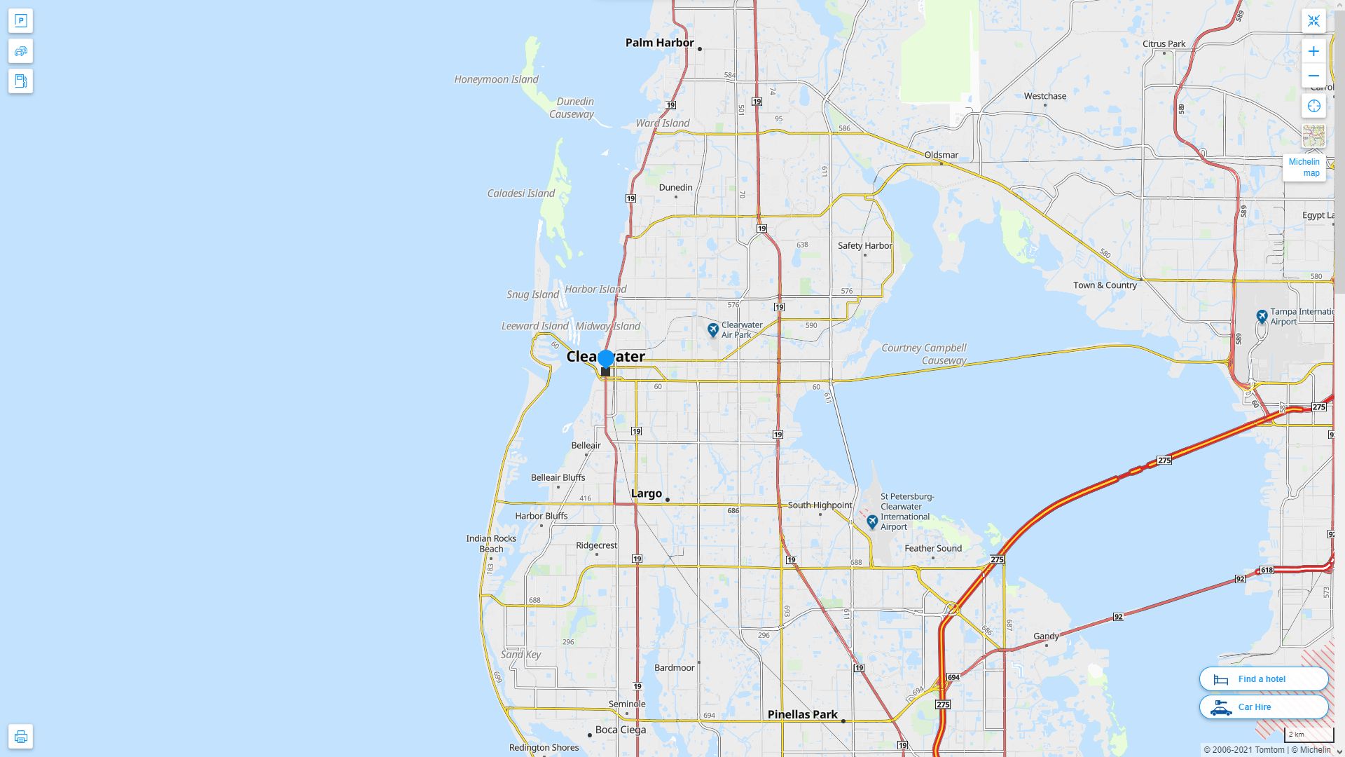 Clearwater Florida Map and Clearwater Florida Satellite Image