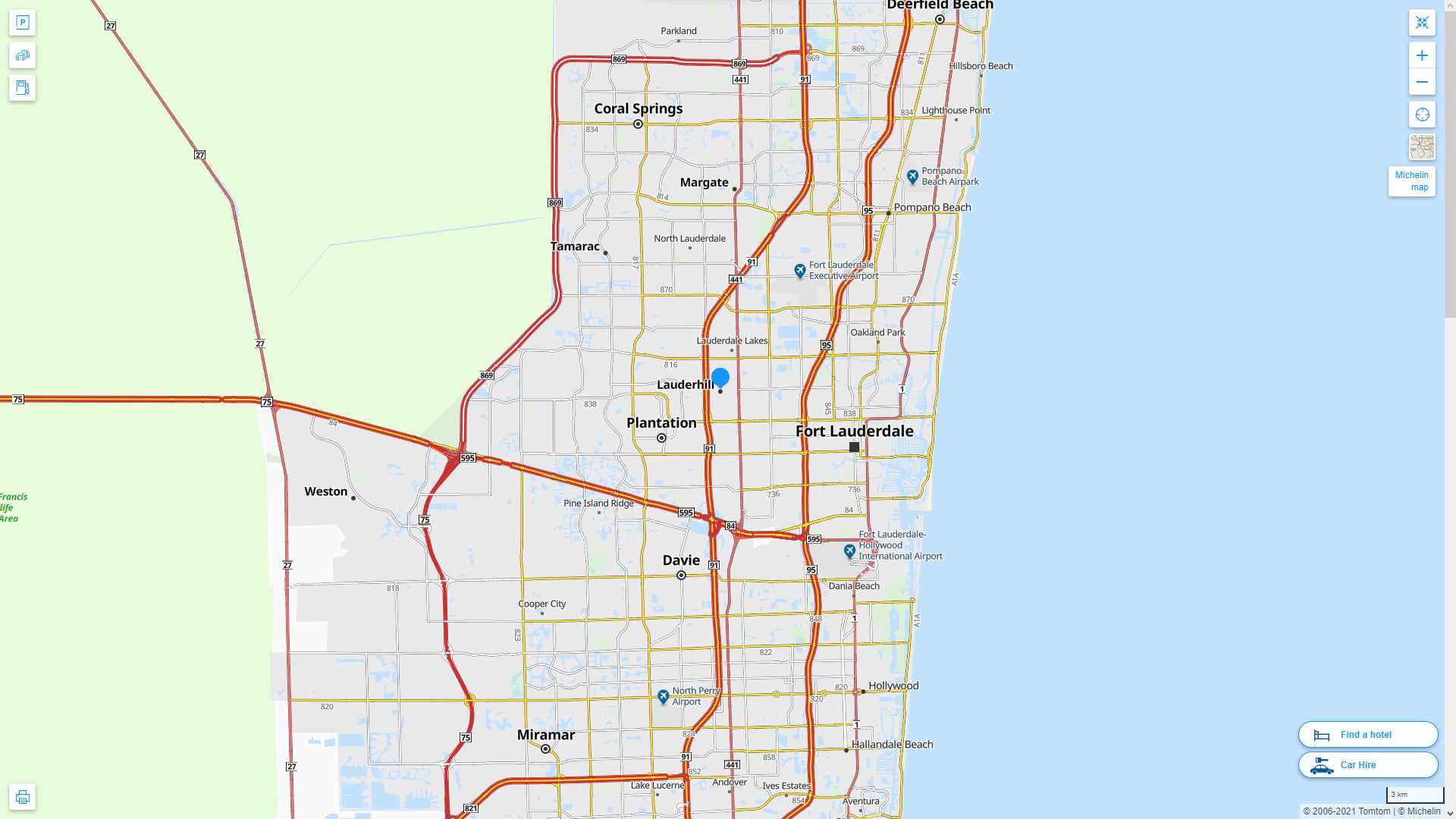 Lauderhill Florida Map and Lauderhill Florida Satellite Image