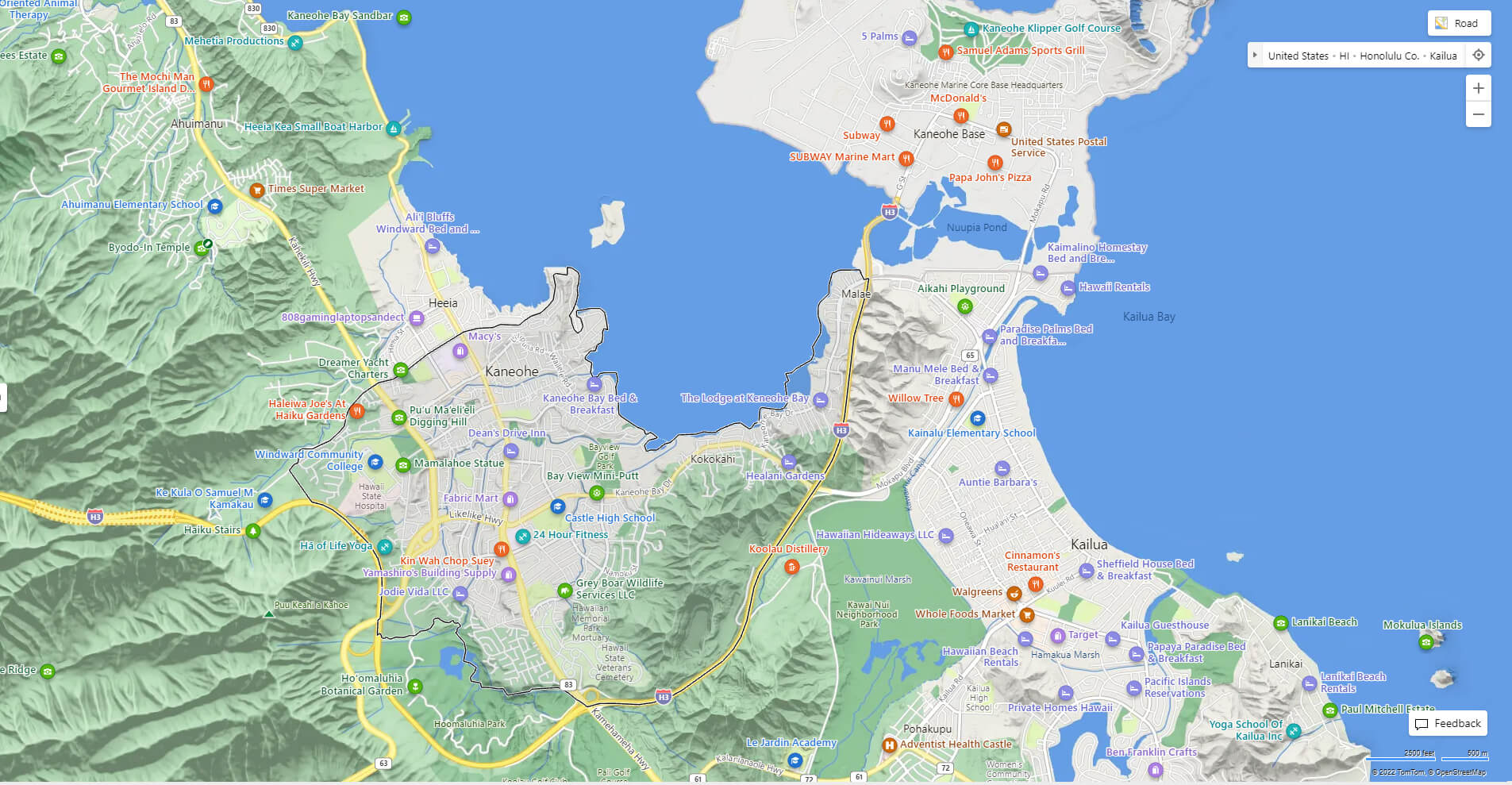 Kaneohe Hawaii Map - United States