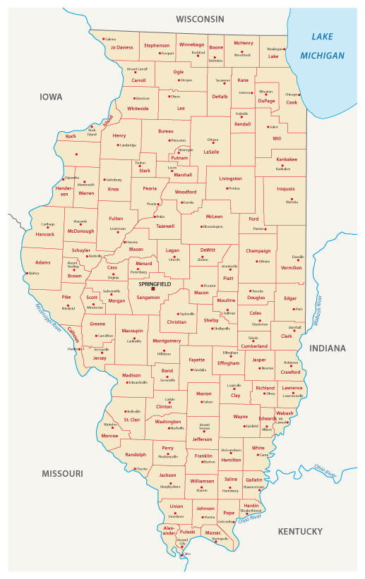 Illinois administrative Map