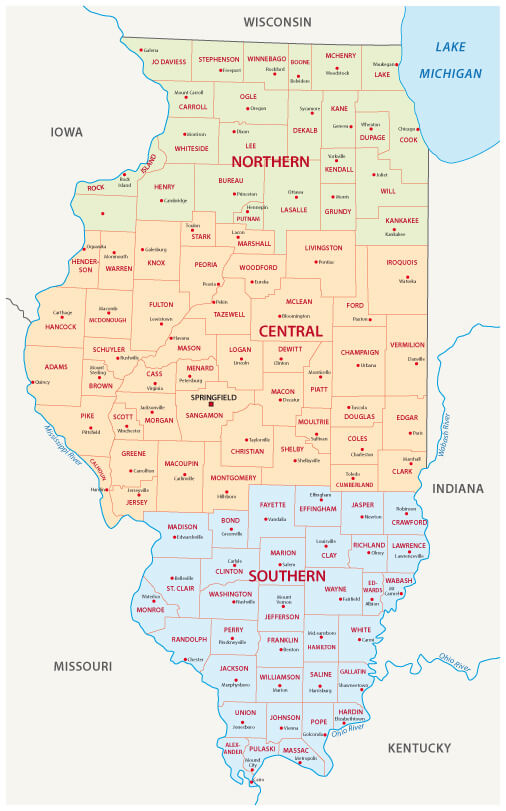 Illinois regions Map