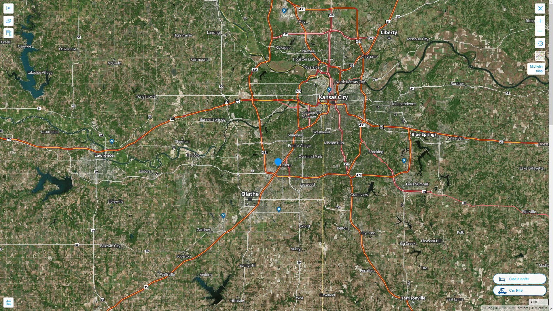 Lenexa Kansas Map and Lenexa Kansas Satellite Image