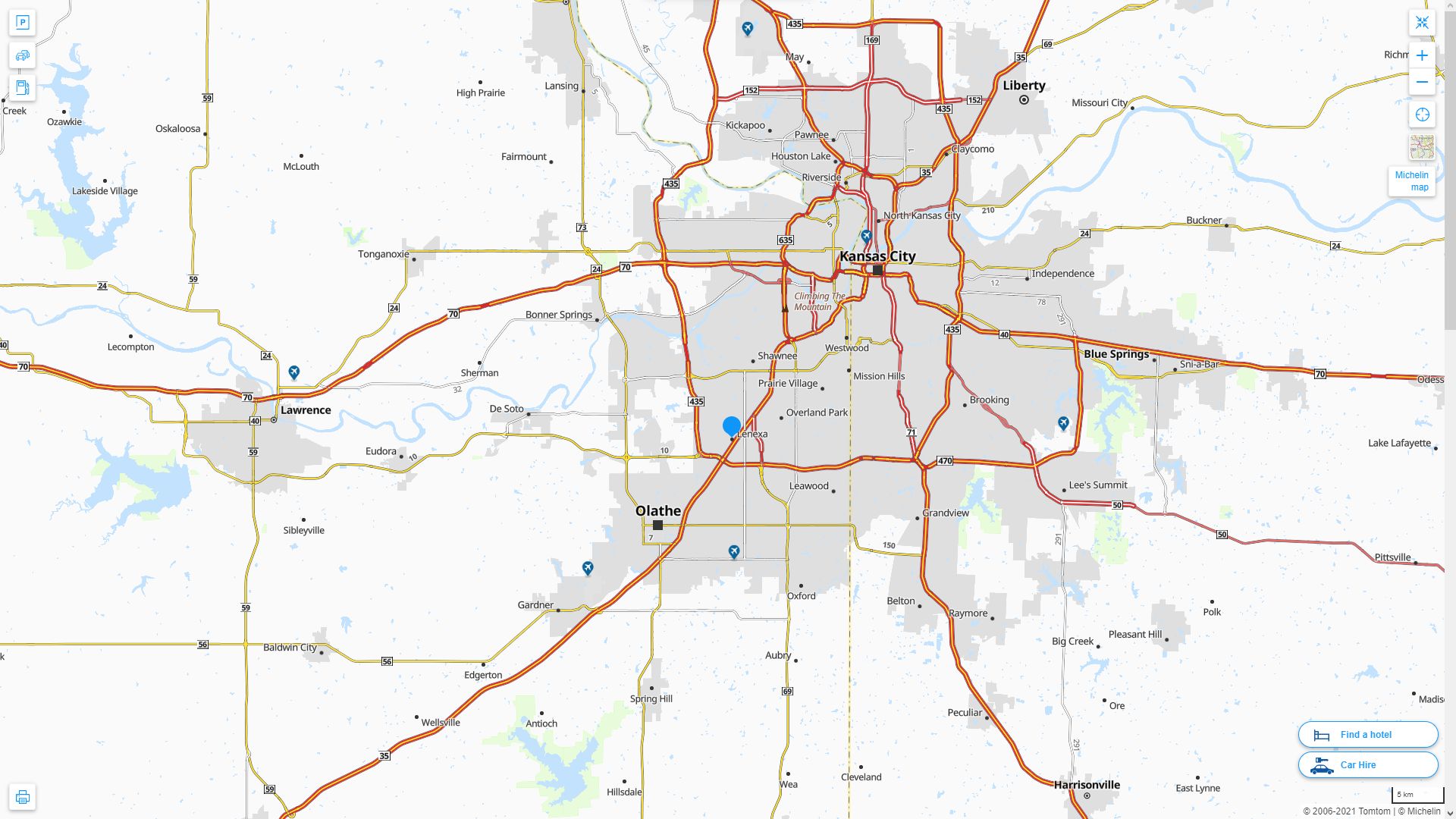 Lenexa Kansas Map and Lenexa Kansas Satellite Image