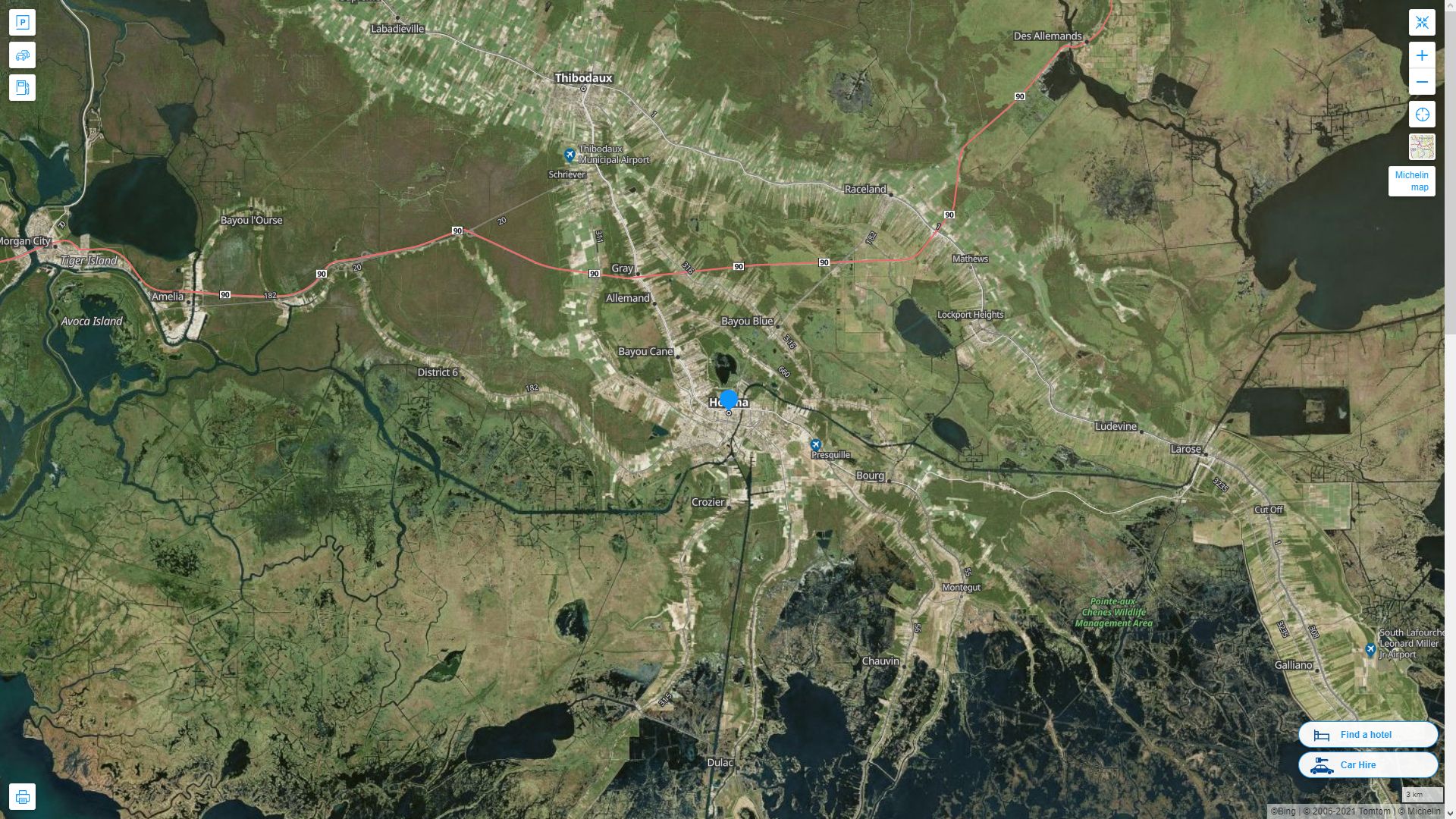 Houma Louisiana Map and Houma Louisiana Satellite Image