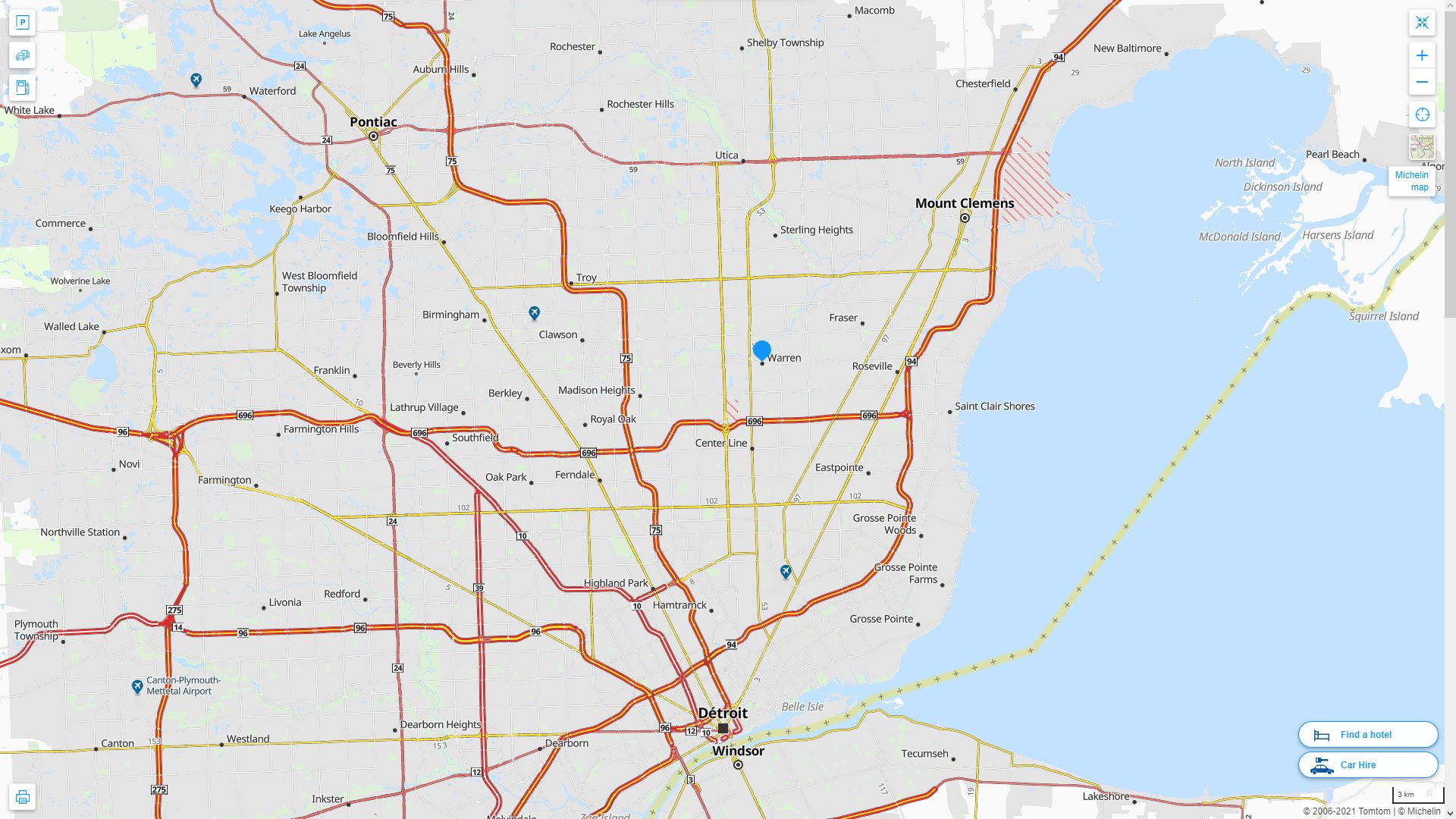 Warren Michigan Map and Warren Michigan Satellite Image