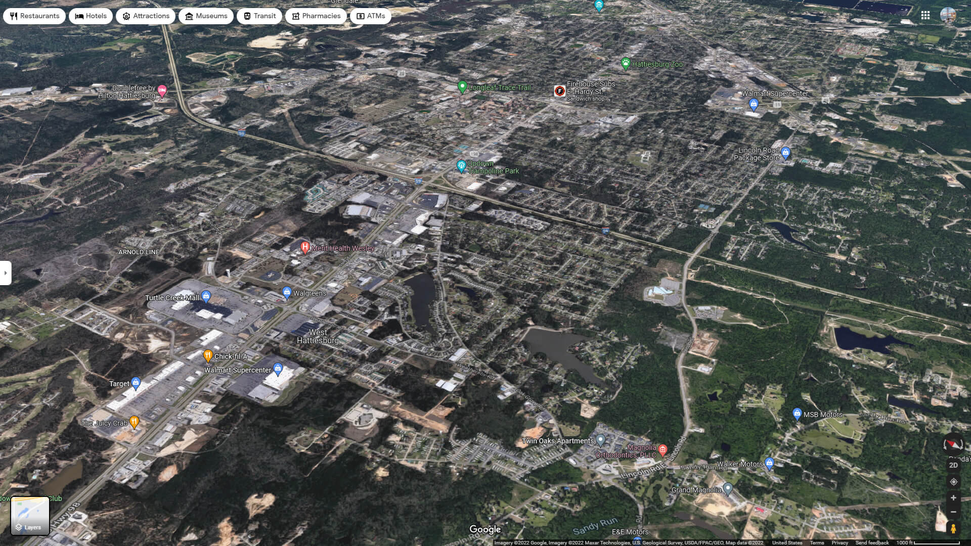 Hattiesburg Mississippi Map And Hattiesburg Mississippi Satellite Image