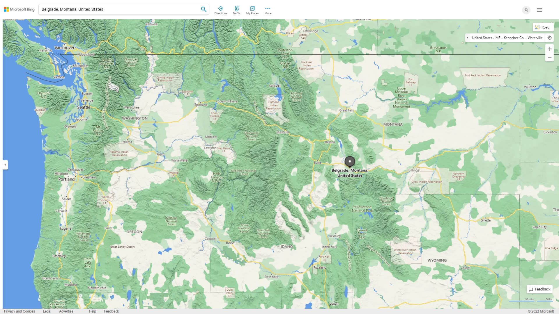 Belgrade Montana Map and Belgrade Montana Satellite Image