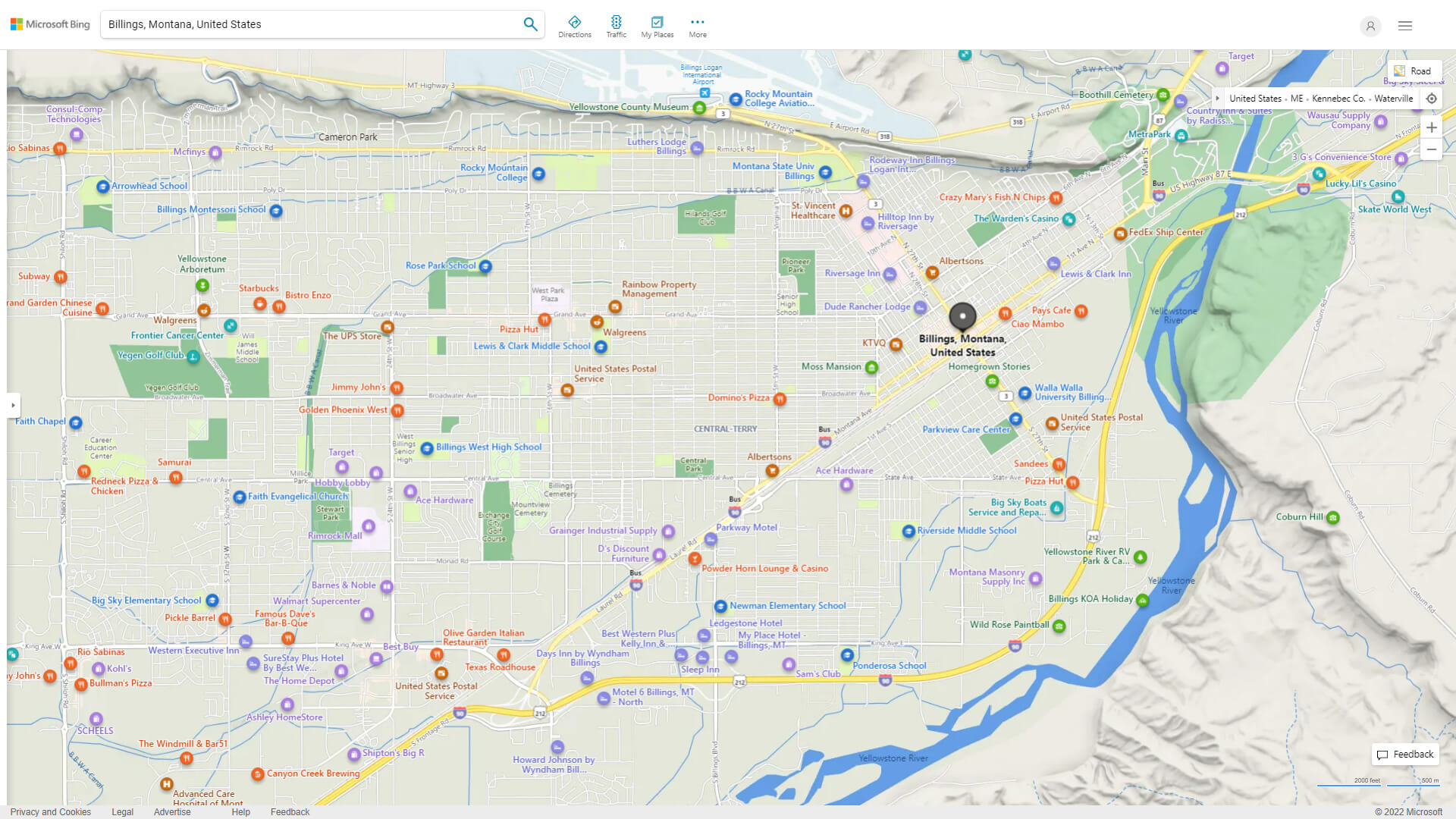 Billings Montana Map and Billings Montana Satellite Image