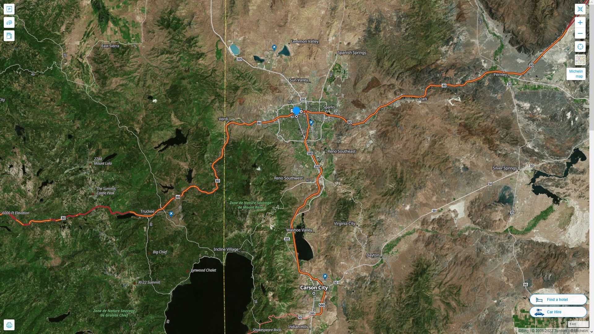 Reno Nevada Map and Reno Nevada Satellite Image