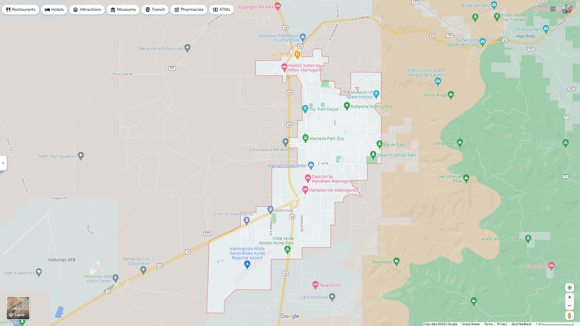 Alamogordo, New Mexico Map