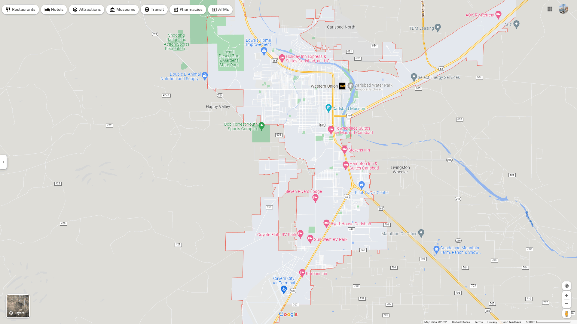 Carlsbad, New Mexico Map