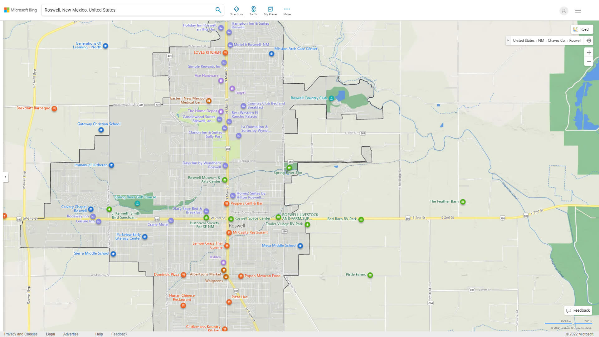 Roswell New Mexico Map and Roswell New Mexico Satellite Image