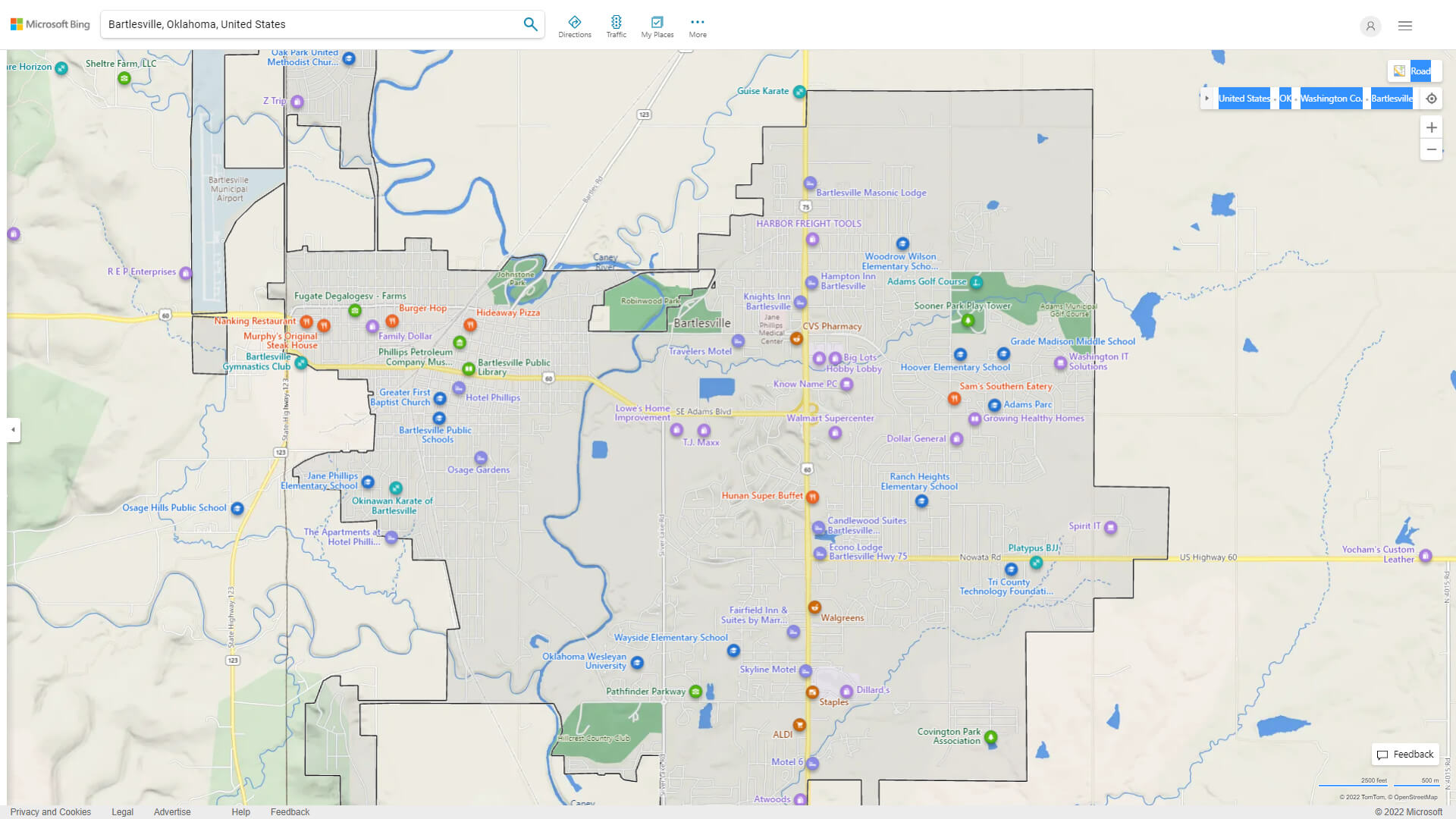 Bartlesville Oklahoma Map and Bartlesville Oklahoma Satellite Image