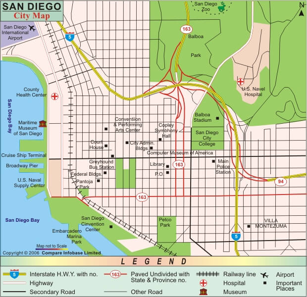 San Diego Map and San Diego Satellite Image