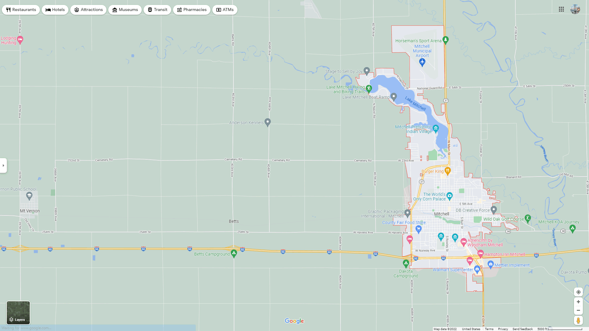 Mitchell, South Dakota Map