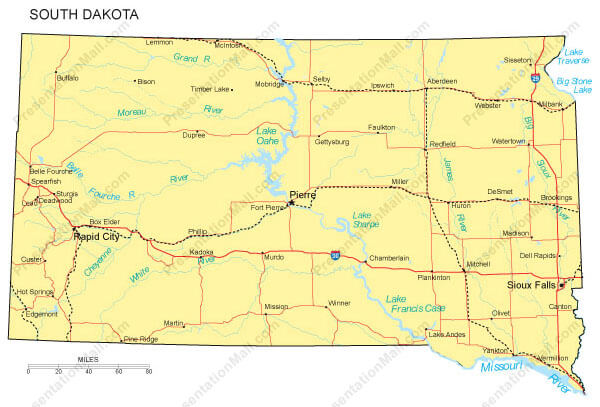 South Dakota Map And South Dakota Satellite Image