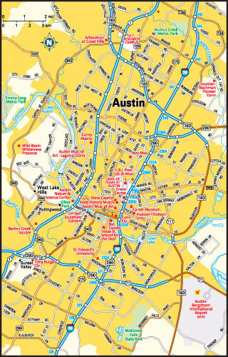 Austin, Texas area map