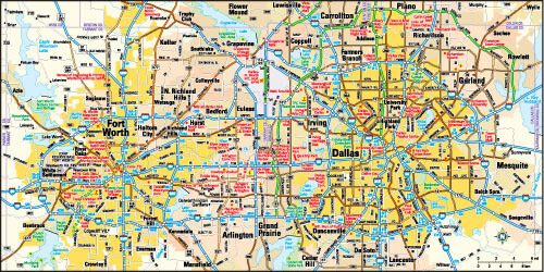 Dallas and Fort Worth, Texas area map