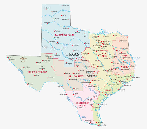 Texas Regions map