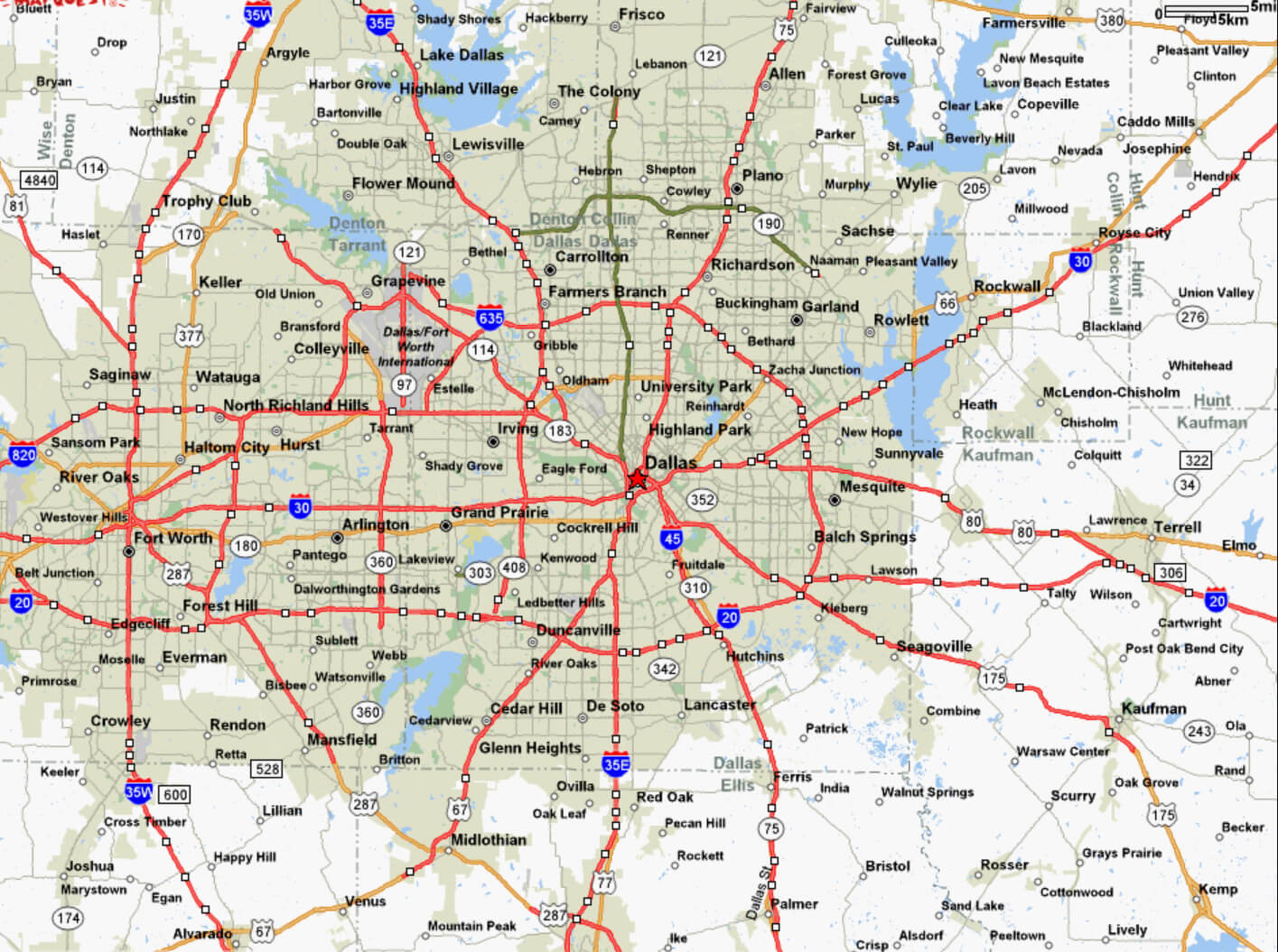 Road Map Of Dallas Texas Dallas Texas Map