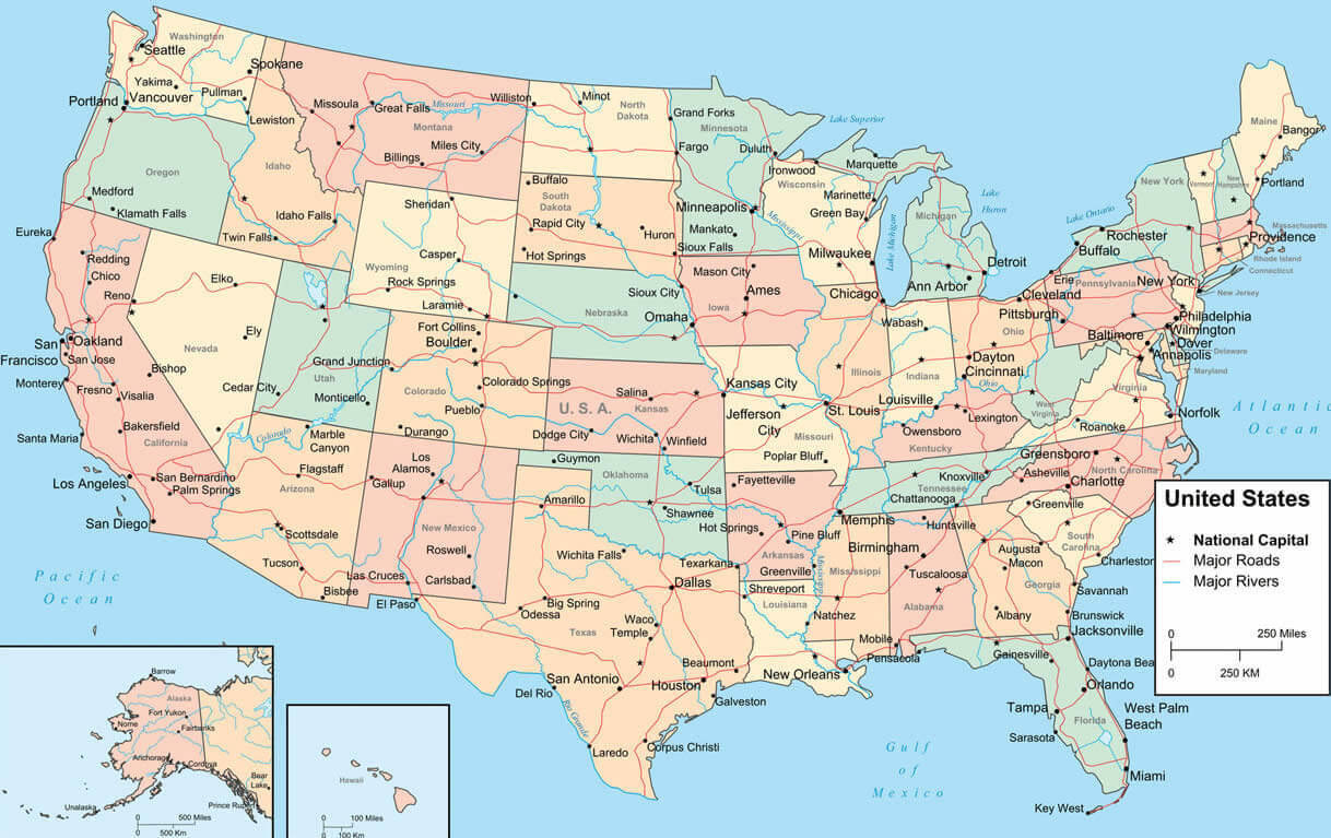 United States Map And United States Satellite Image