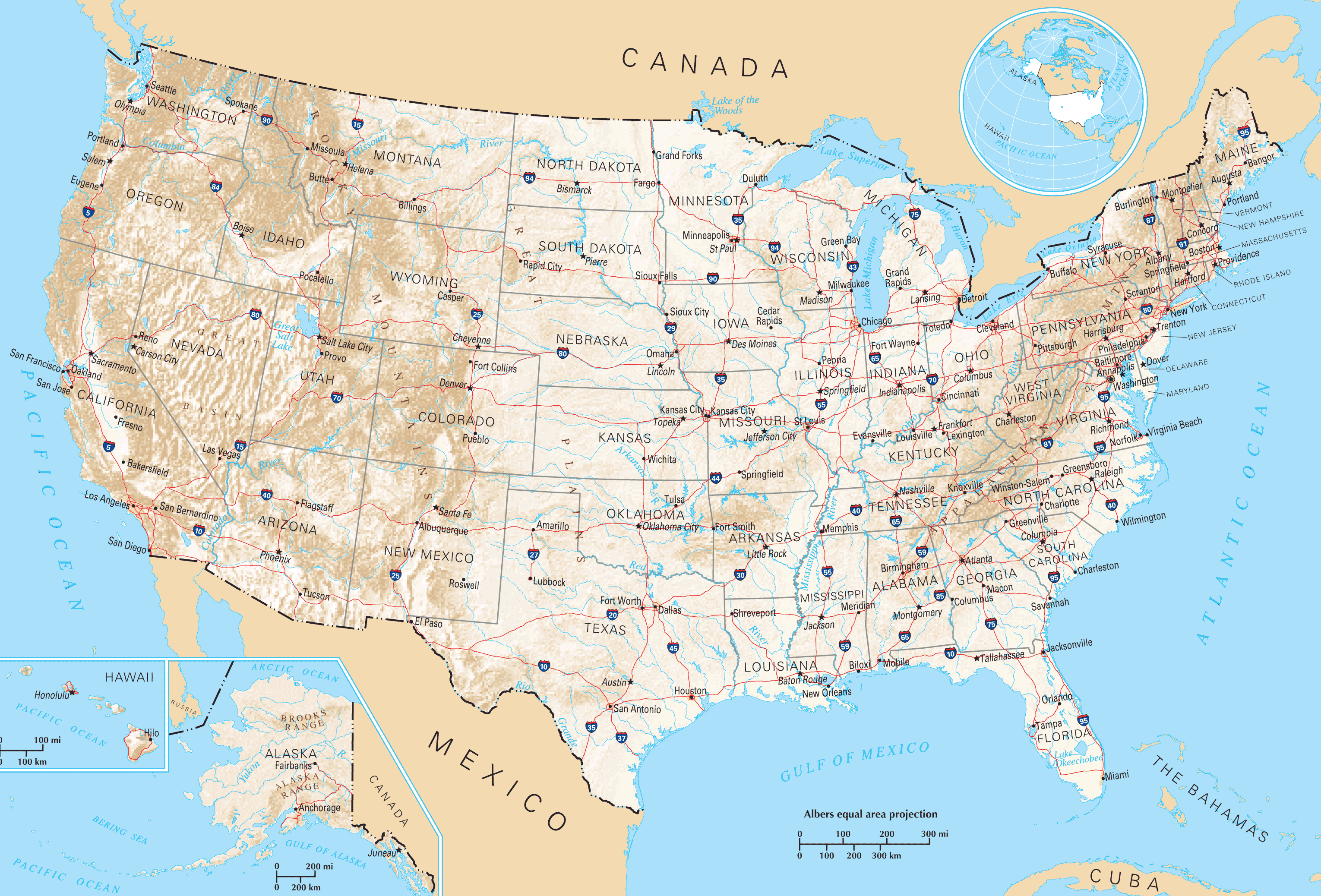 Large Road Map Of The United States USA International Road Map
