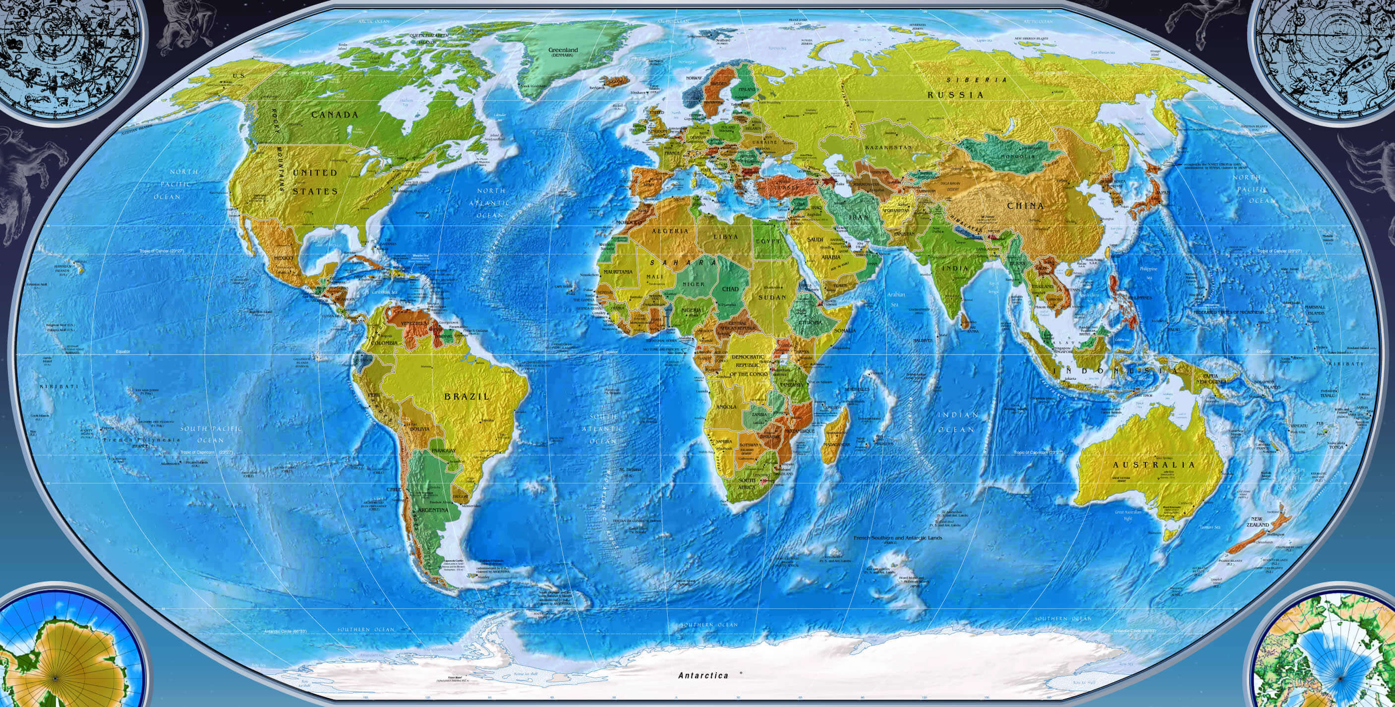 physical and political map of world World Physical Political Map physical and political map of world