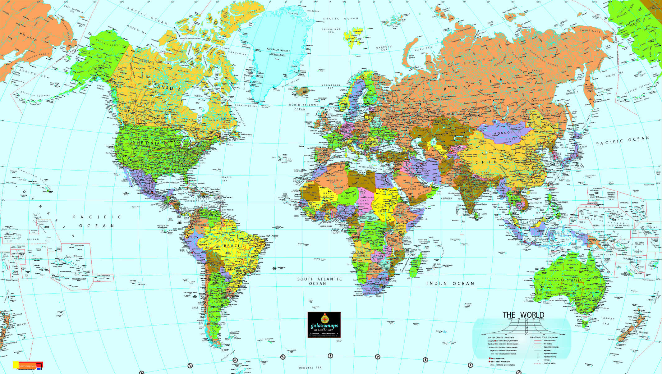 detailed world map with cities